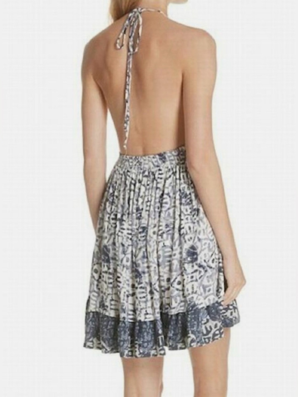 Free People Beach Day halter navy and white mini dress size large - Picture 2 of 16